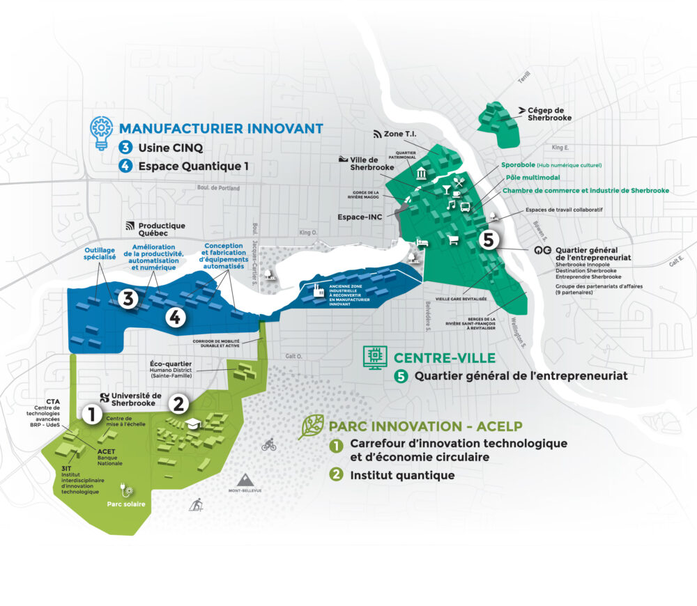 Carte Zone d'innovation Sherbrooke quantique